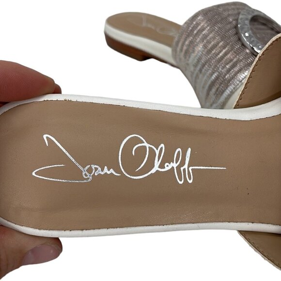 Joan Oloff Sandals Flats White Leather Silver Buckle Size 6.5 - Picture 12 of 13